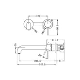 Mecca Wall Basin Mixer Combination Seperate Plate - Gun Metal